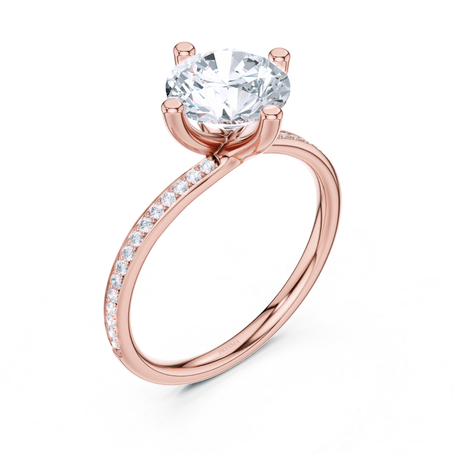 Classic Round Solitaire Pave Ring