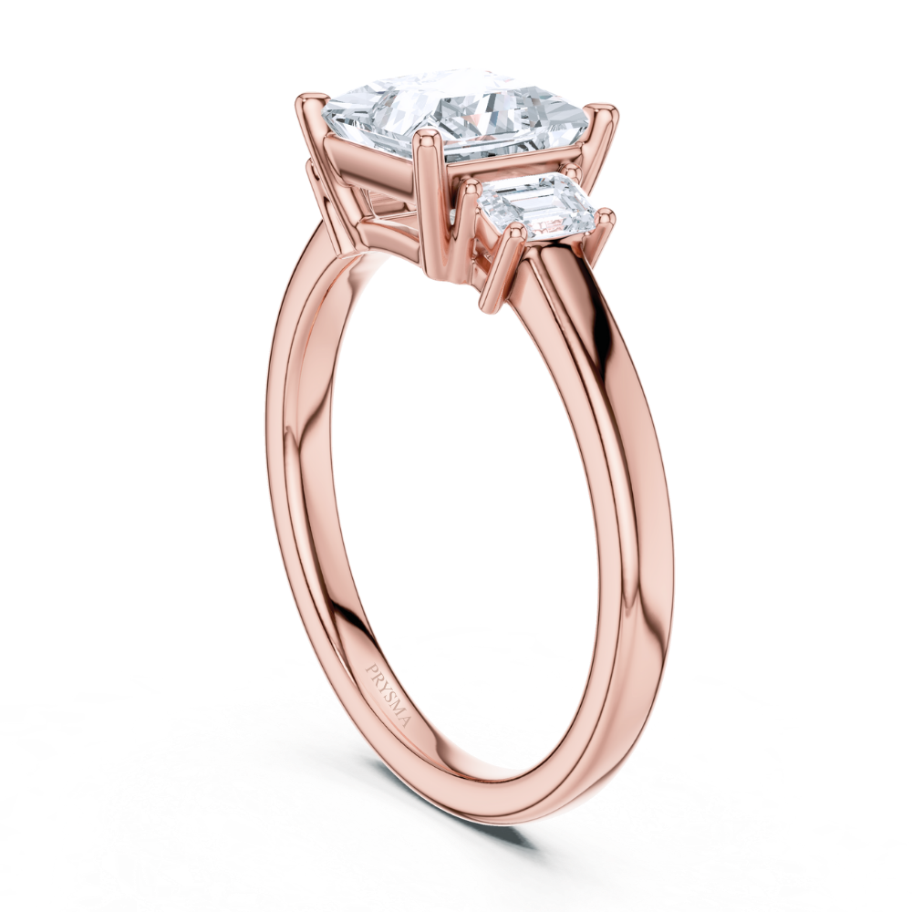 Regal Radiance Princess-Cut Three-Stone Ring