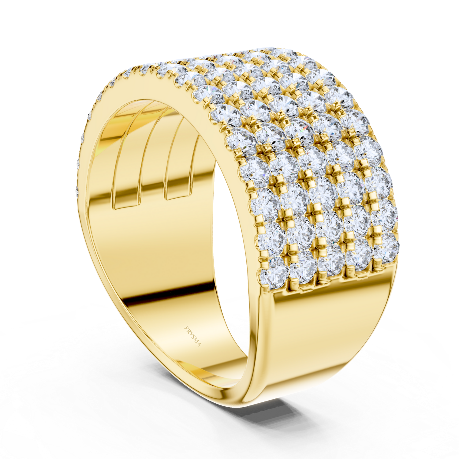 Wide Multi-Row Diamond Band Ring