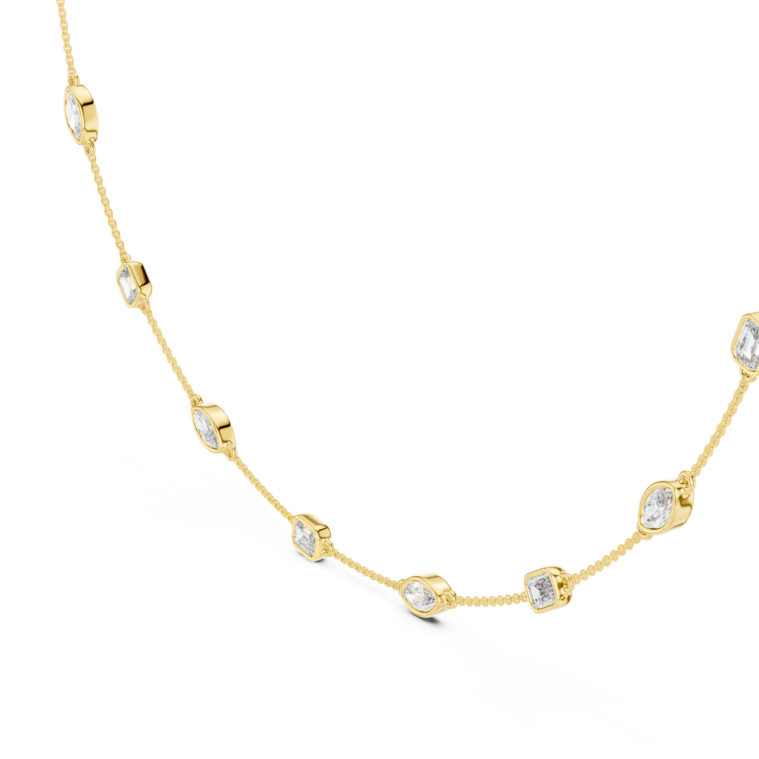 Bezel-Set Diamond Station Necklace