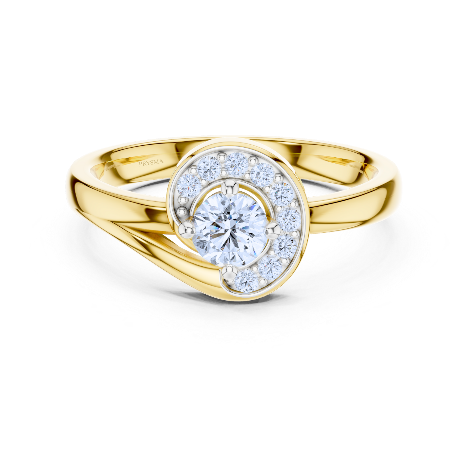 Crescent Halo Diamond Ring