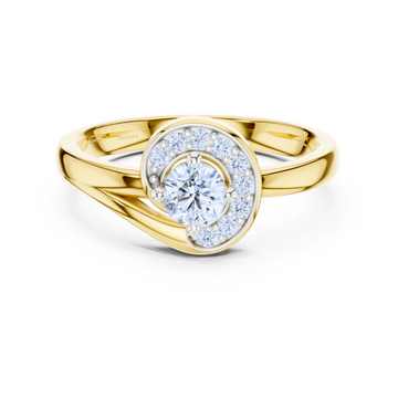 Crescent Halo Diamond Ring