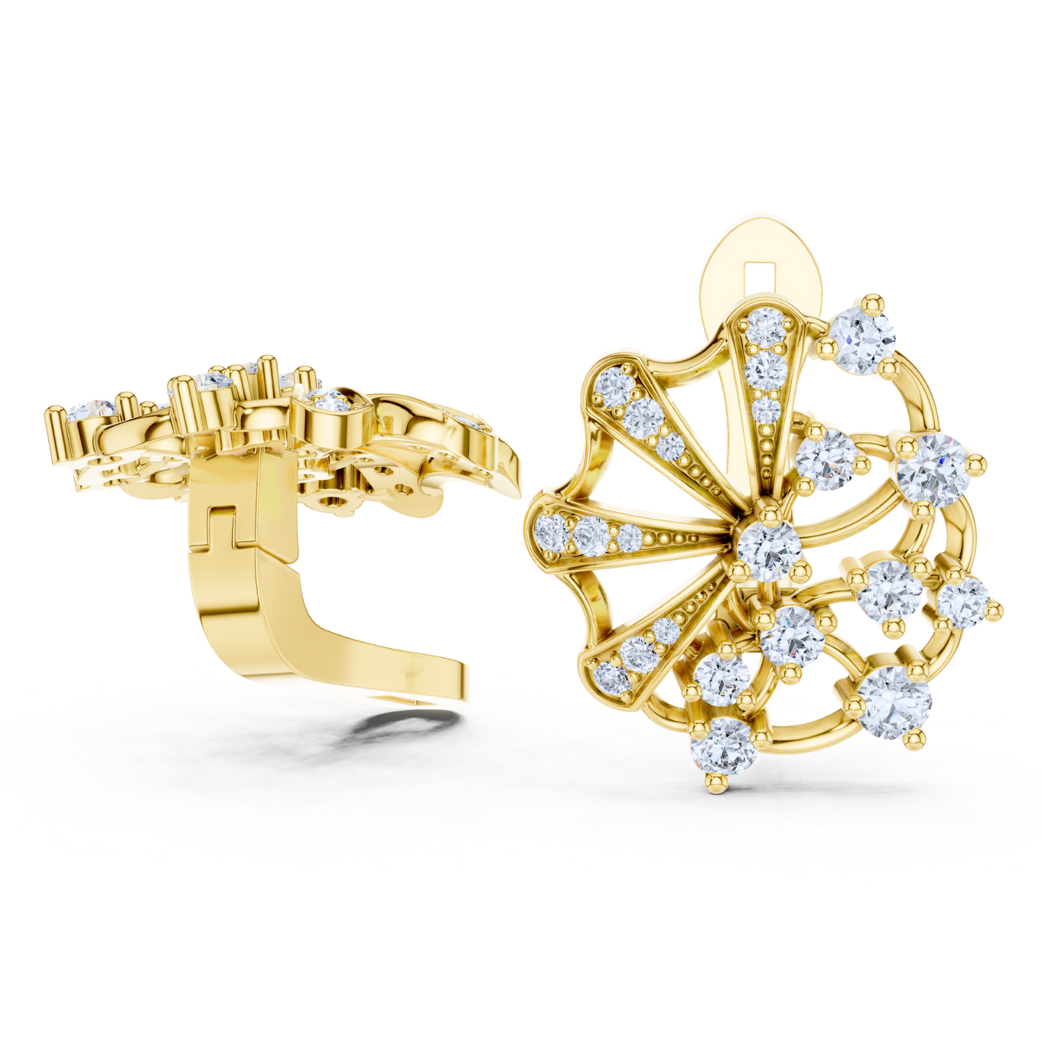 Fan-Inspired Diamond Earrings