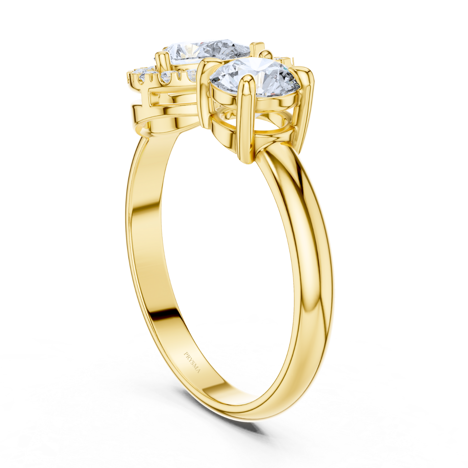 Pear & Round Dual Stone Halo Ring