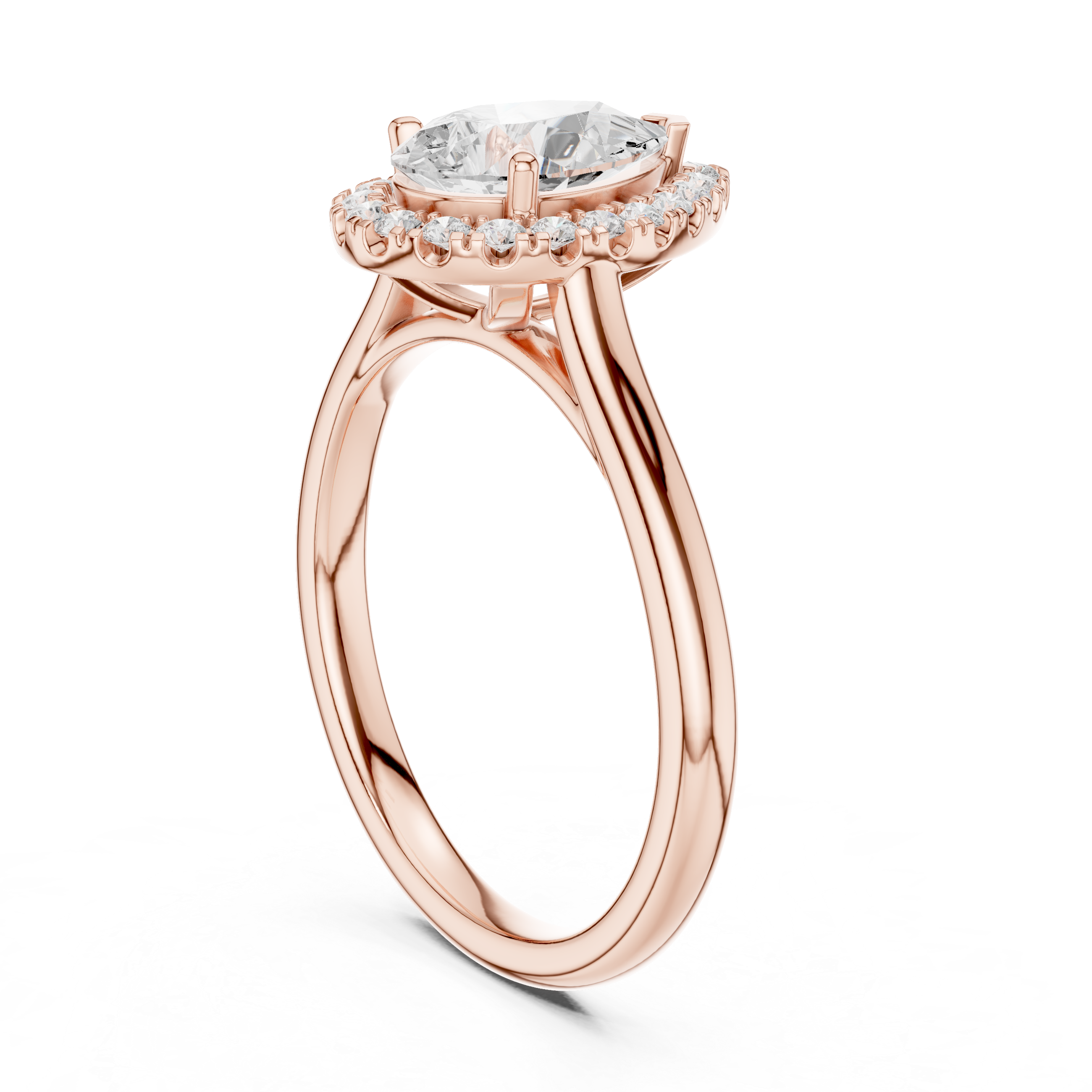 Pear-Shaped Halo Diamond Ring