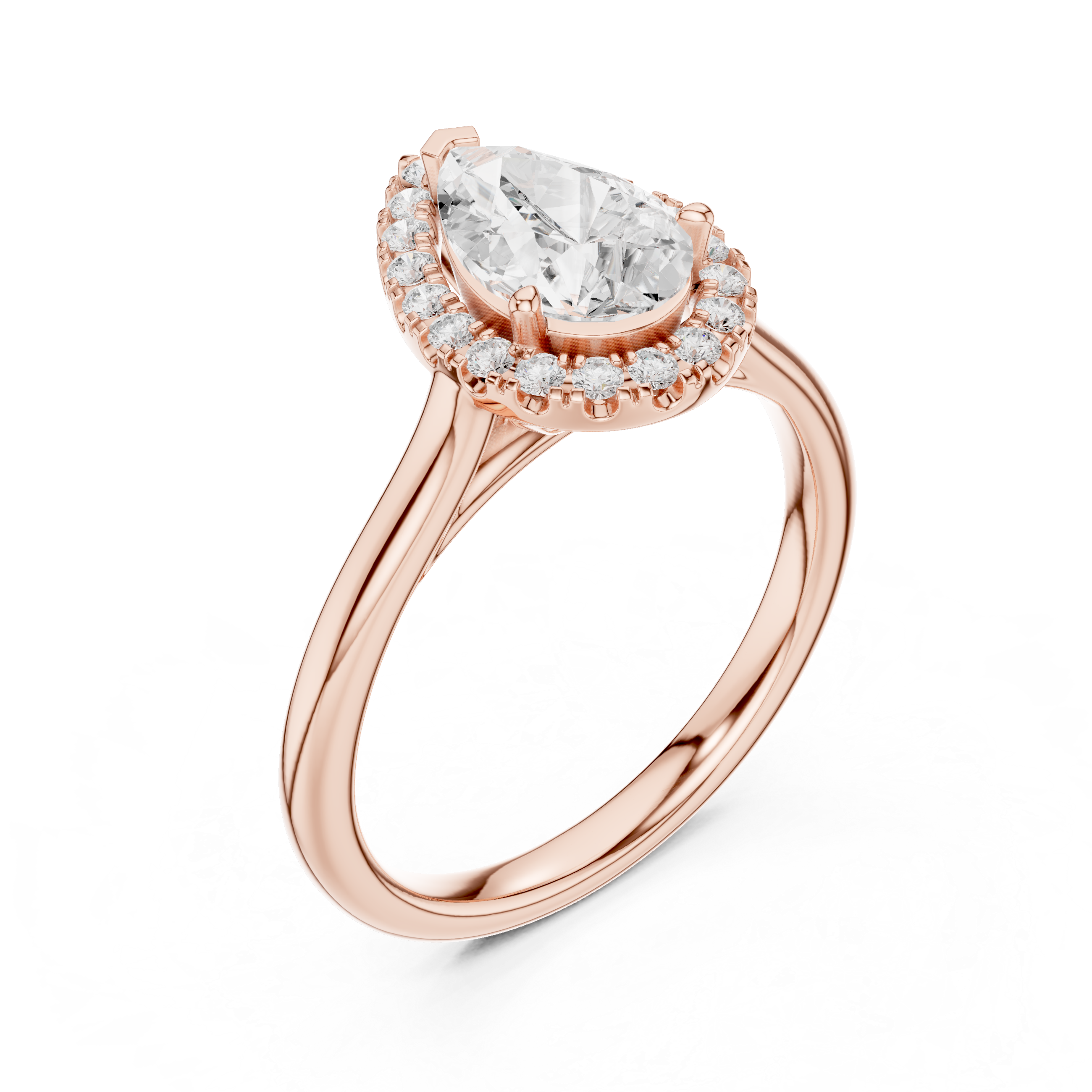 Pear-Shaped Halo Diamond Ring
