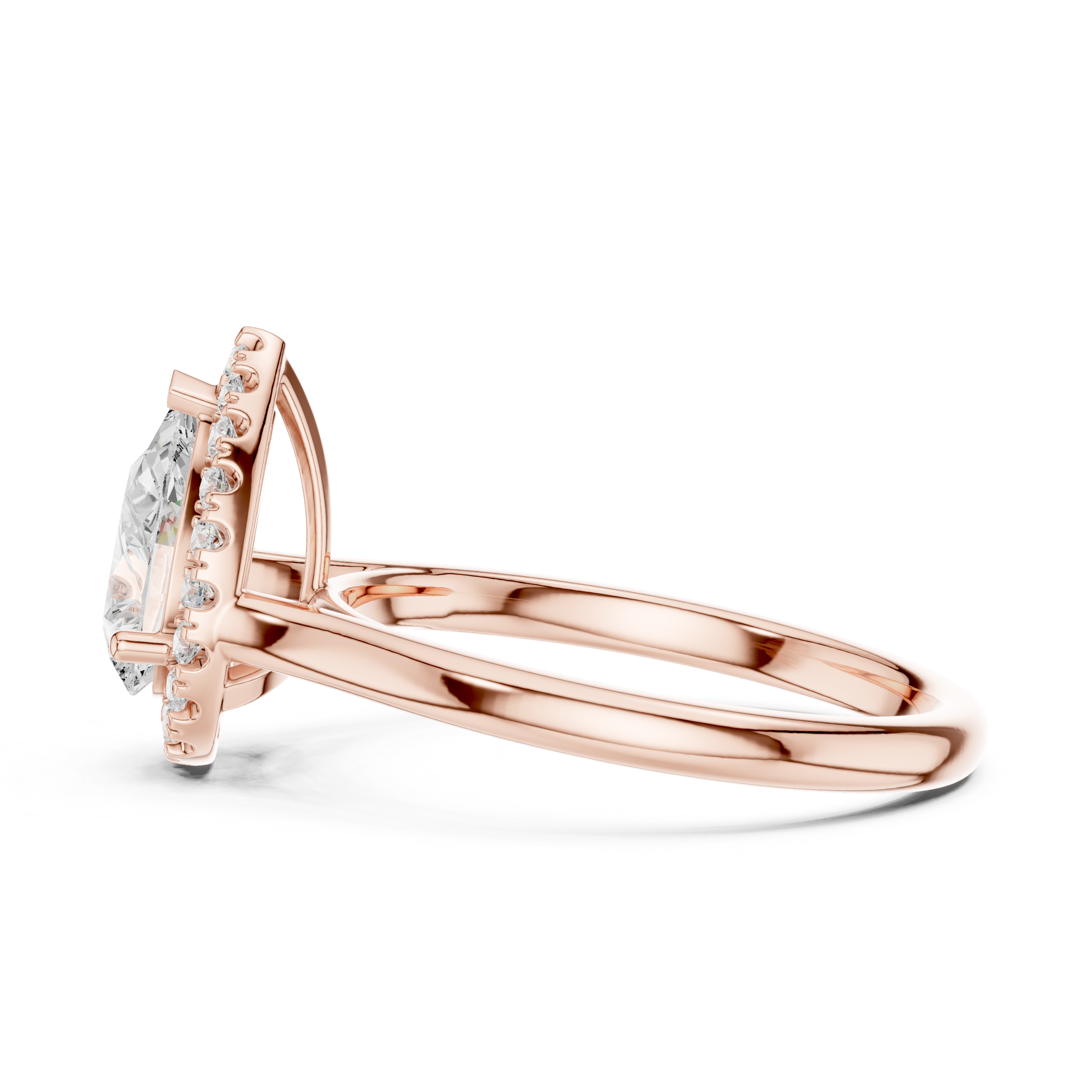 Pear-Shaped Halo Diamond Ring