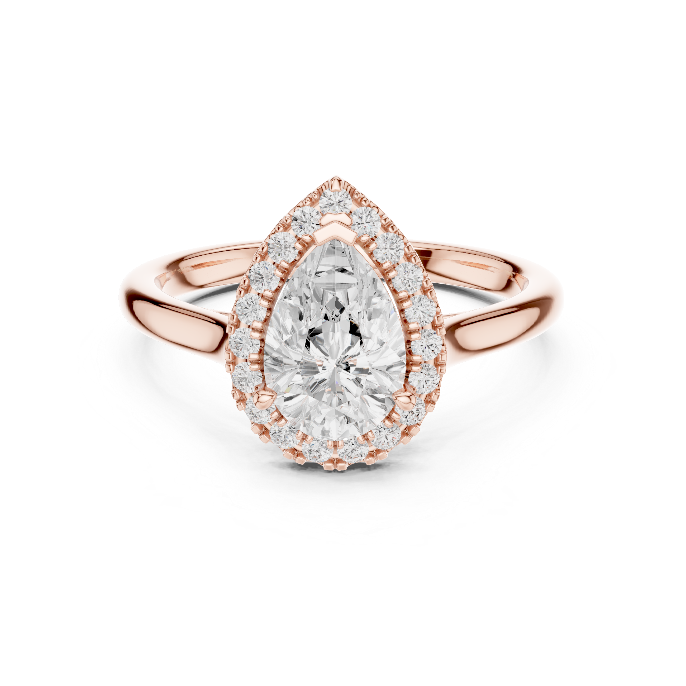 Pear-Shaped Halo Diamond Ring