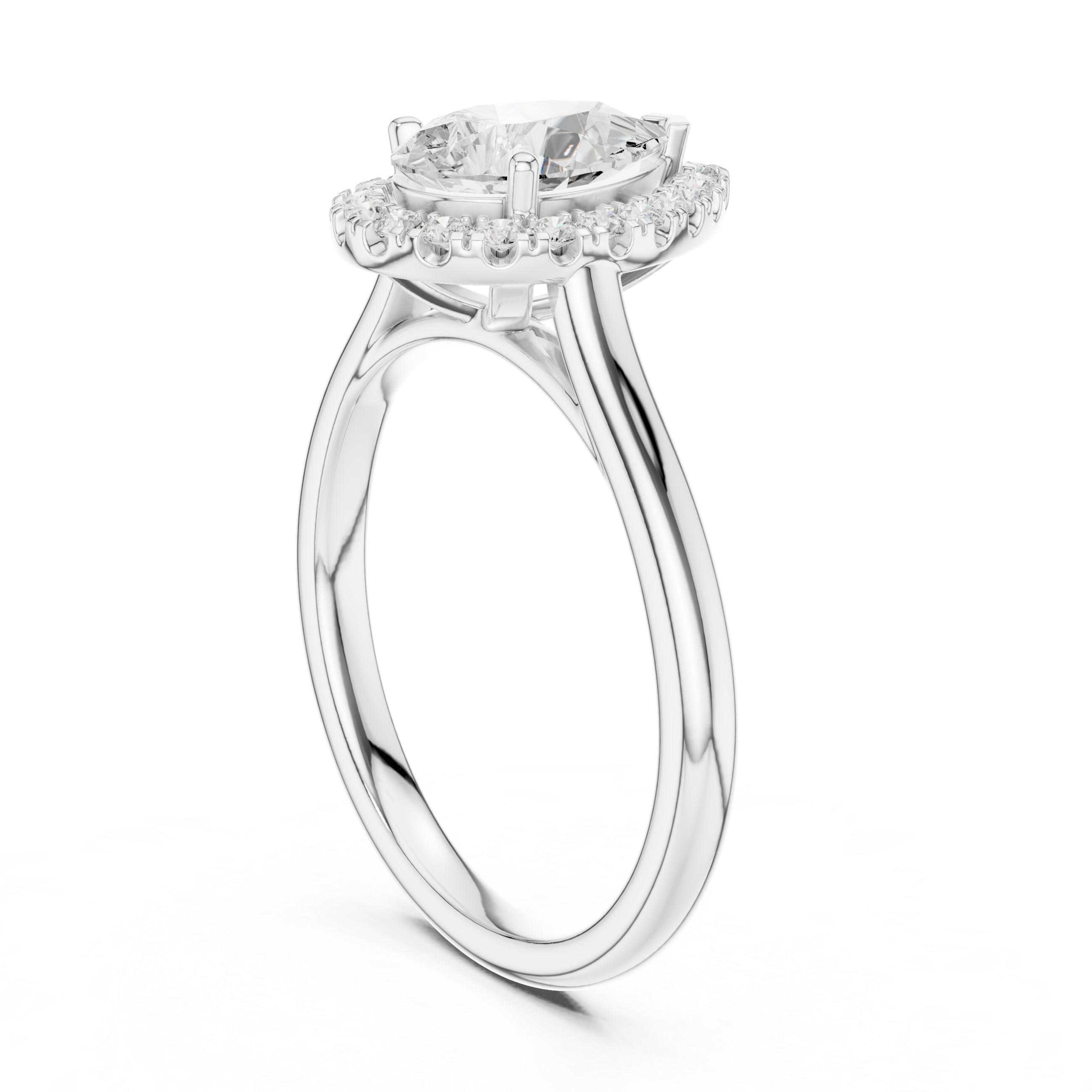 Pear-Shaped Halo Diamond Ring