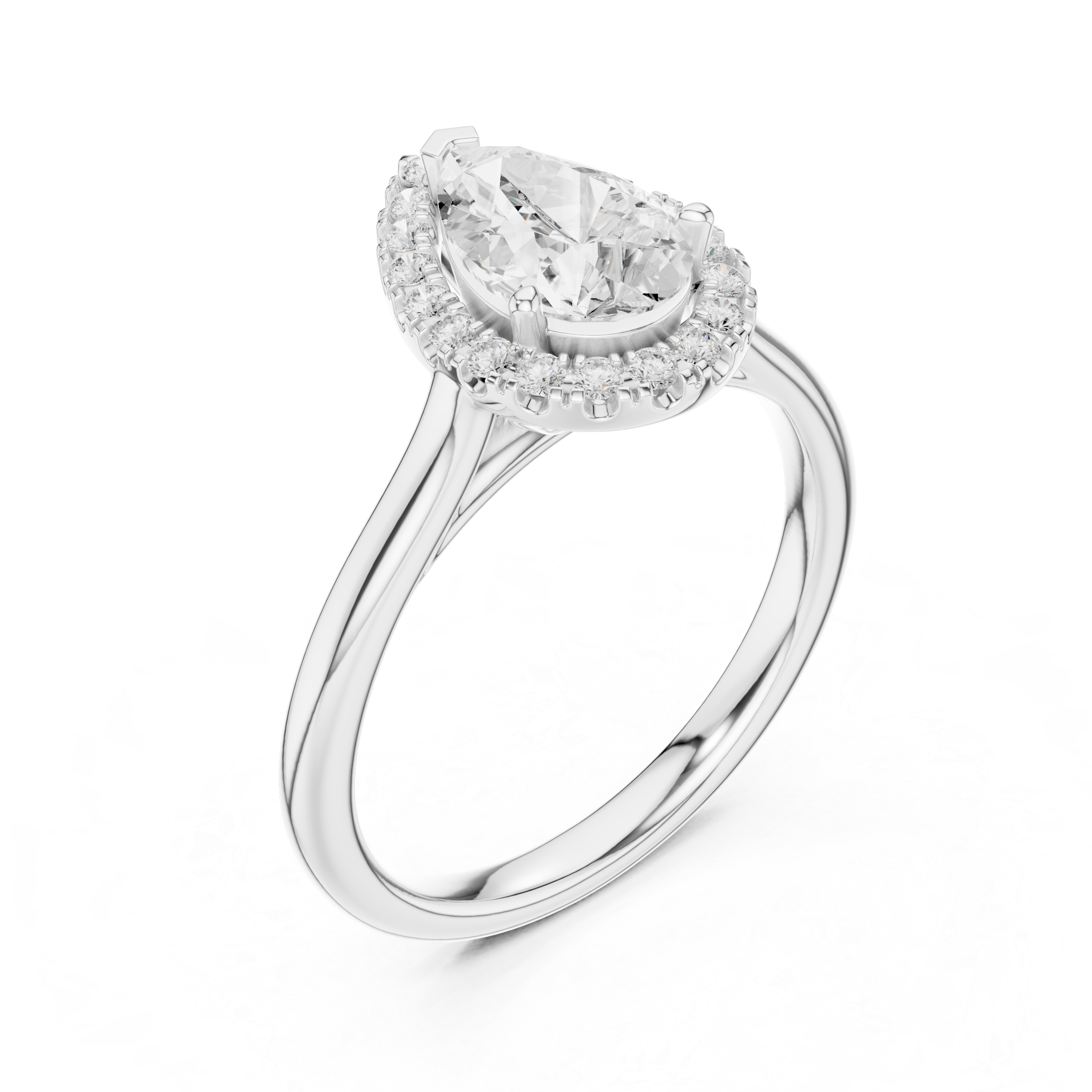 Pear-Shaped Halo Diamond Ring