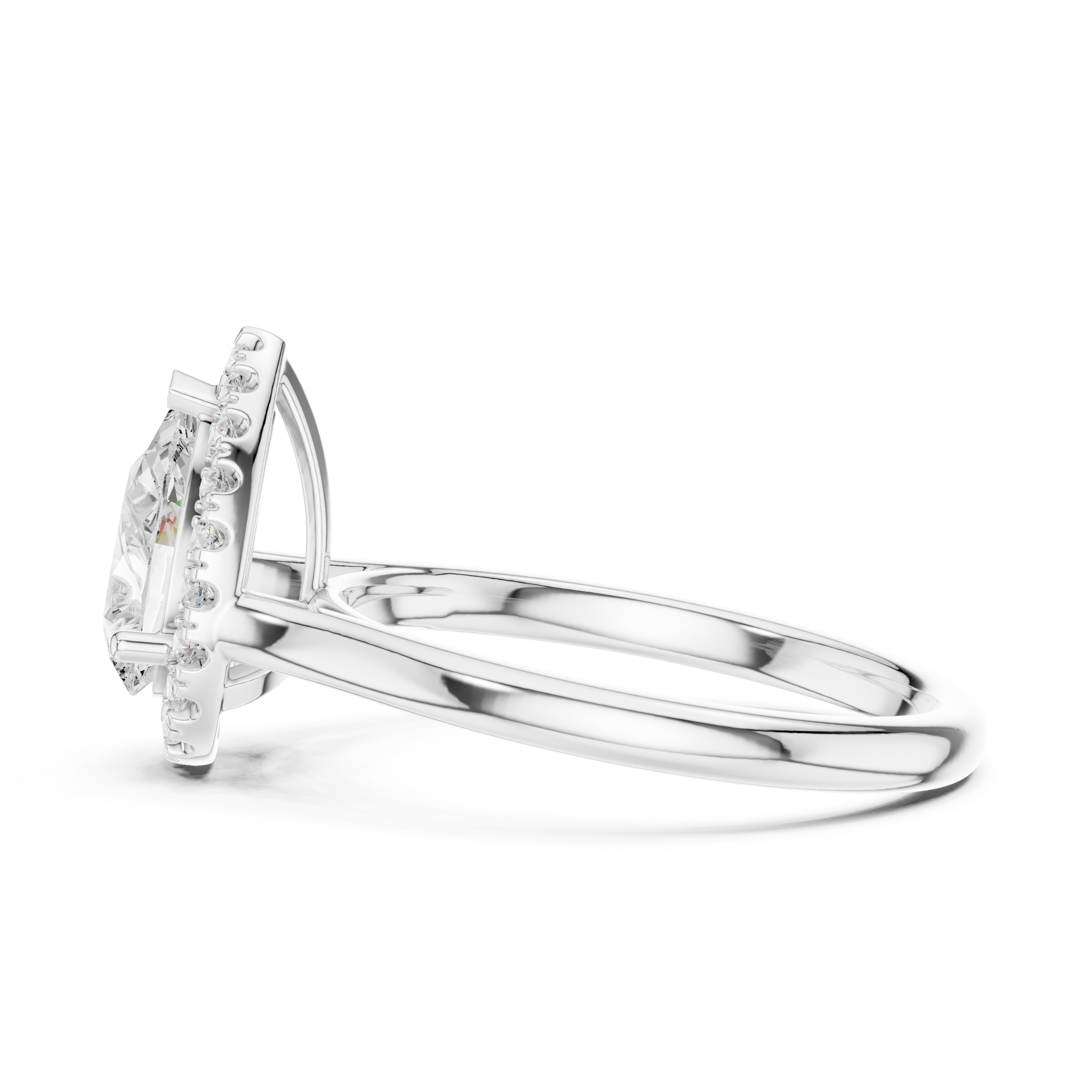 Pear-Shaped Halo Diamond Ring