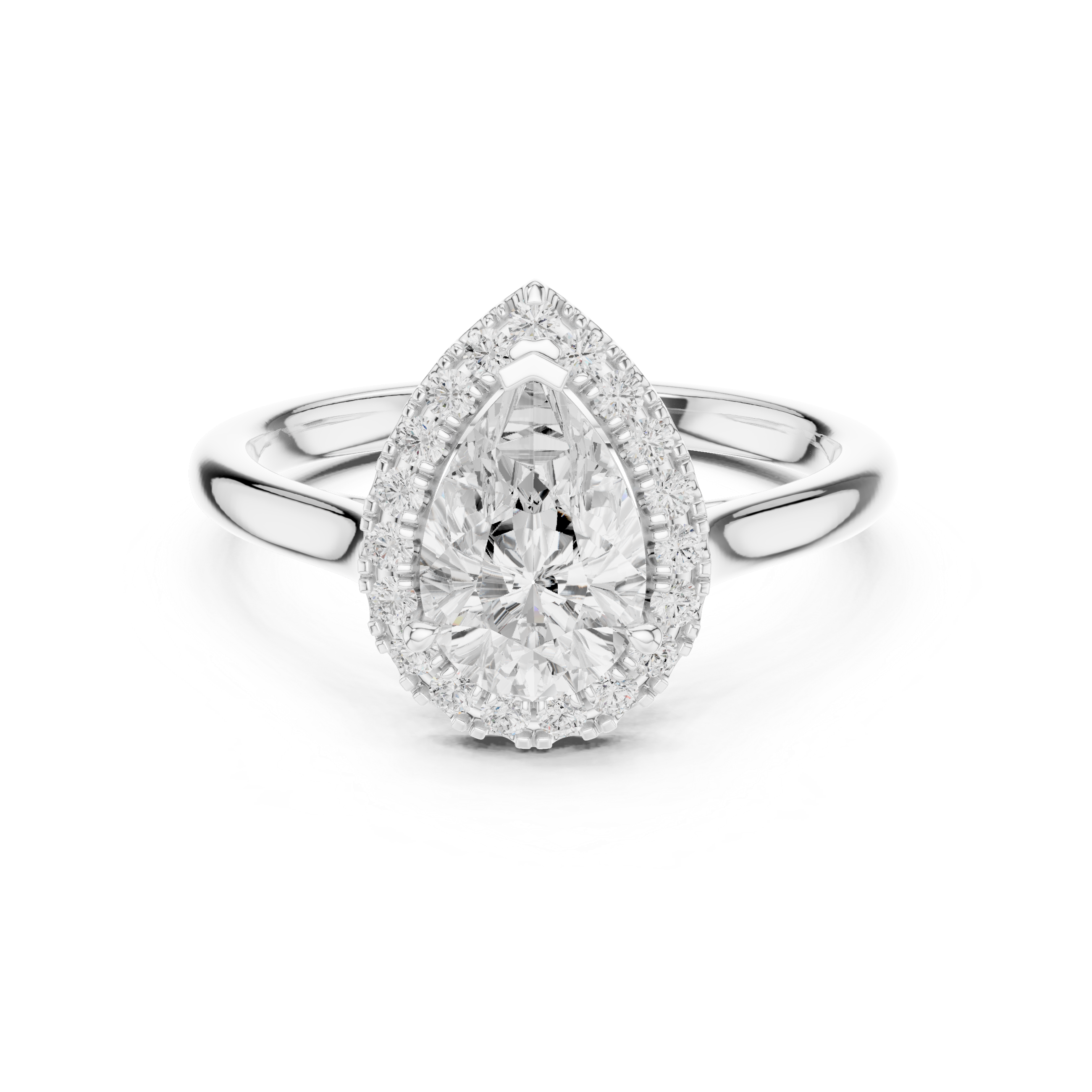 Pear-Shaped Halo Diamond Ring
