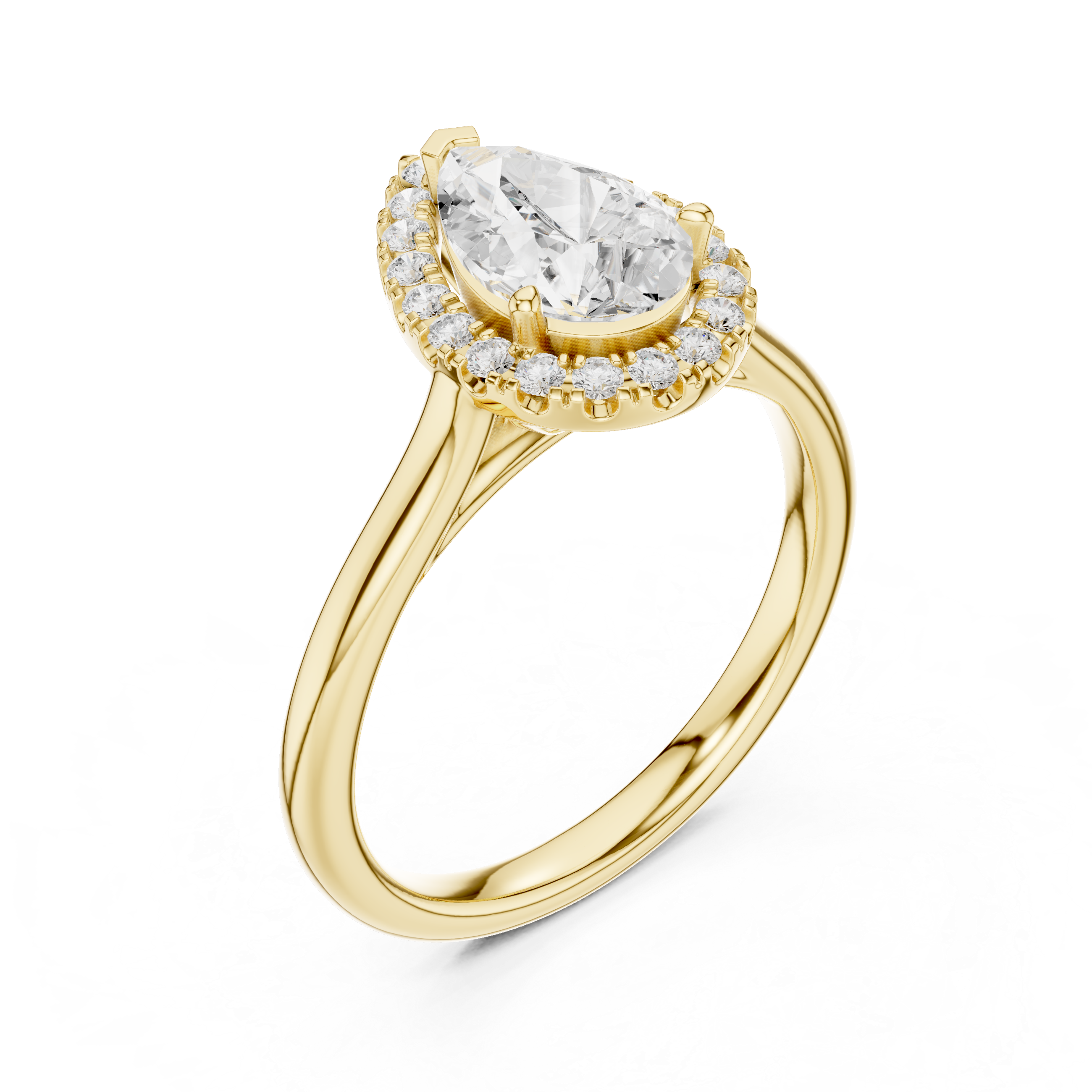 Pear-Shaped Halo Diamond Ring