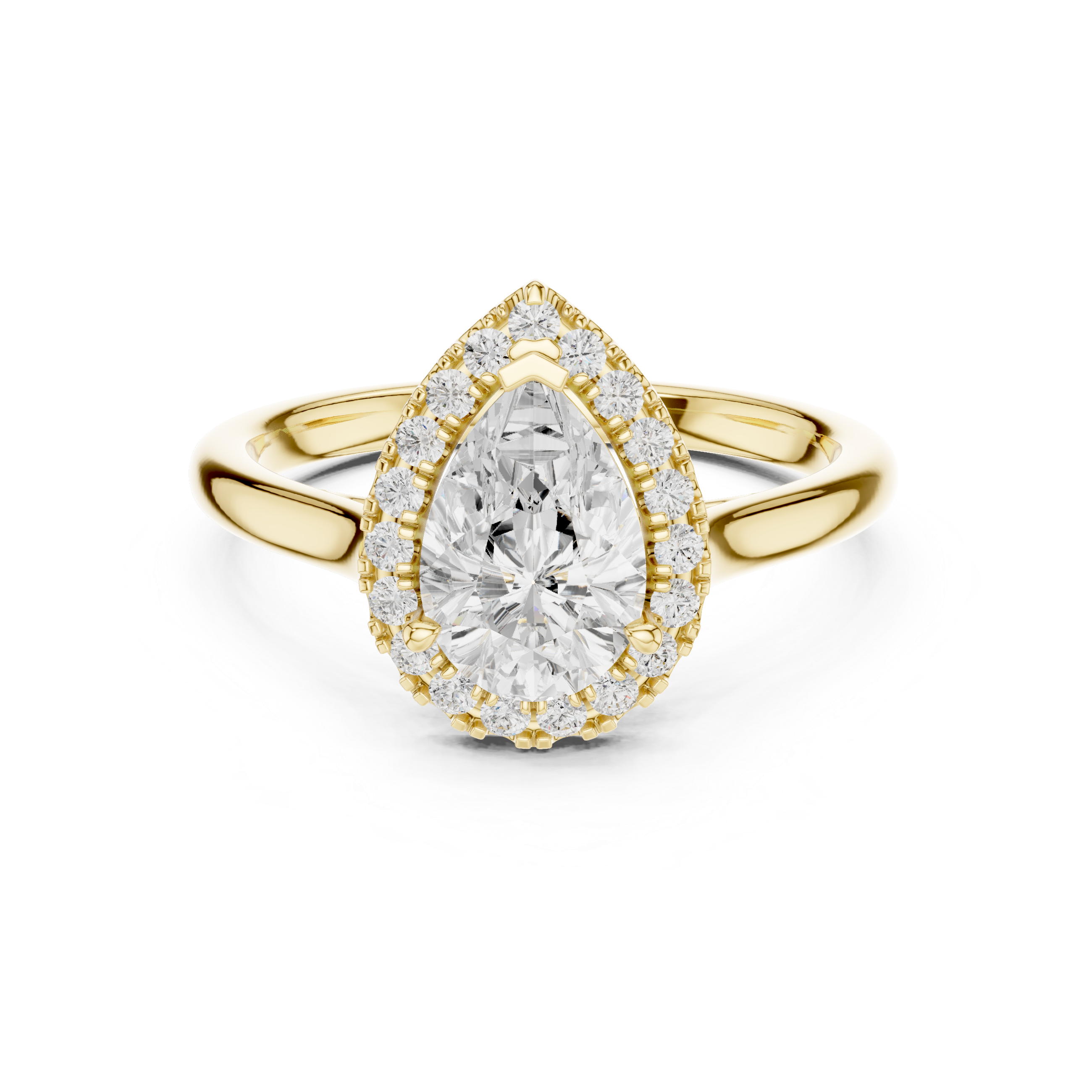 Pear-Shaped Halo Diamond Ring