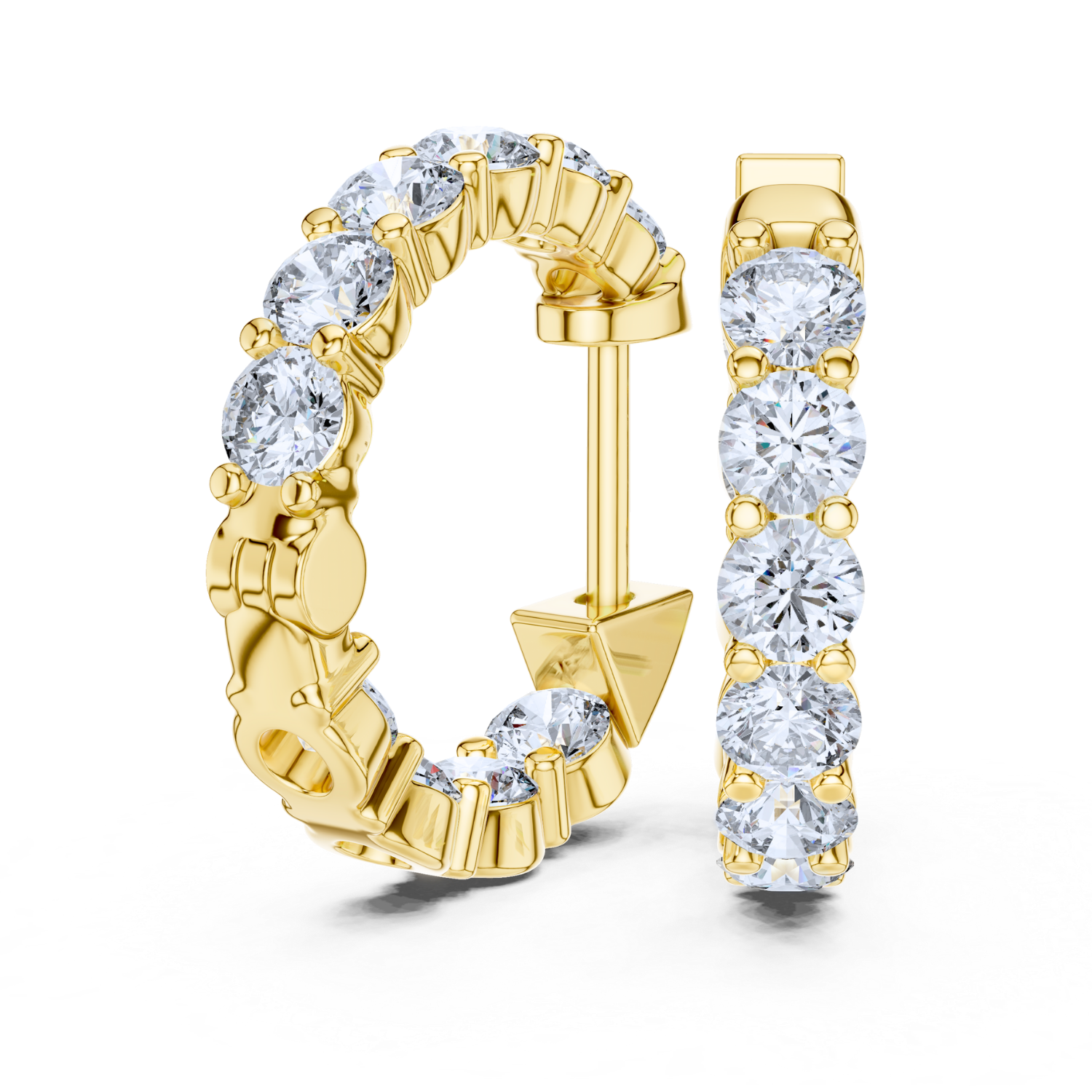 Single Row Vault Lock Diamond Earring Hoops