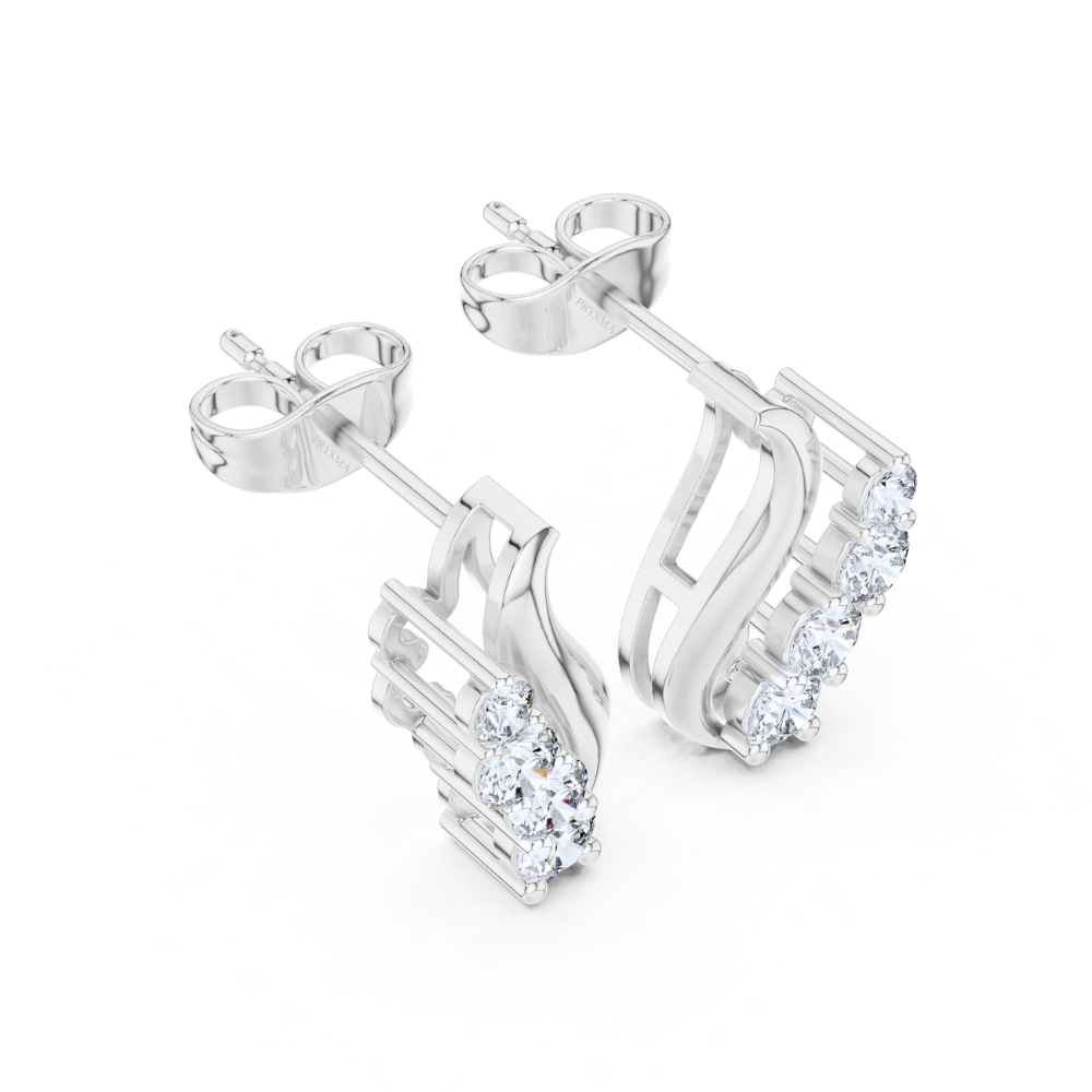 Curved Vine Diamond Stud Earrings