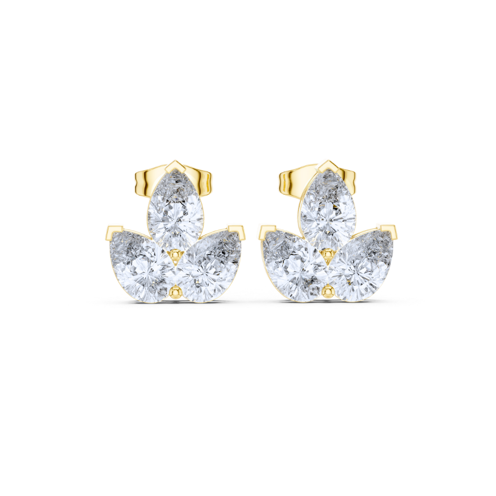 Triple Bloom Pear Diamond Earrings