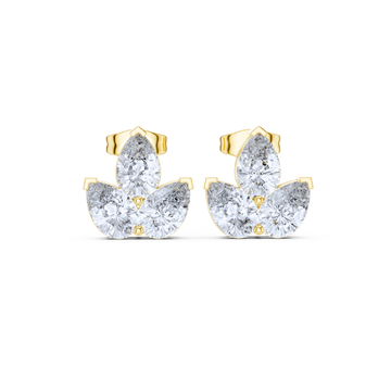 Triple Bloom Pear Diamond Earrings