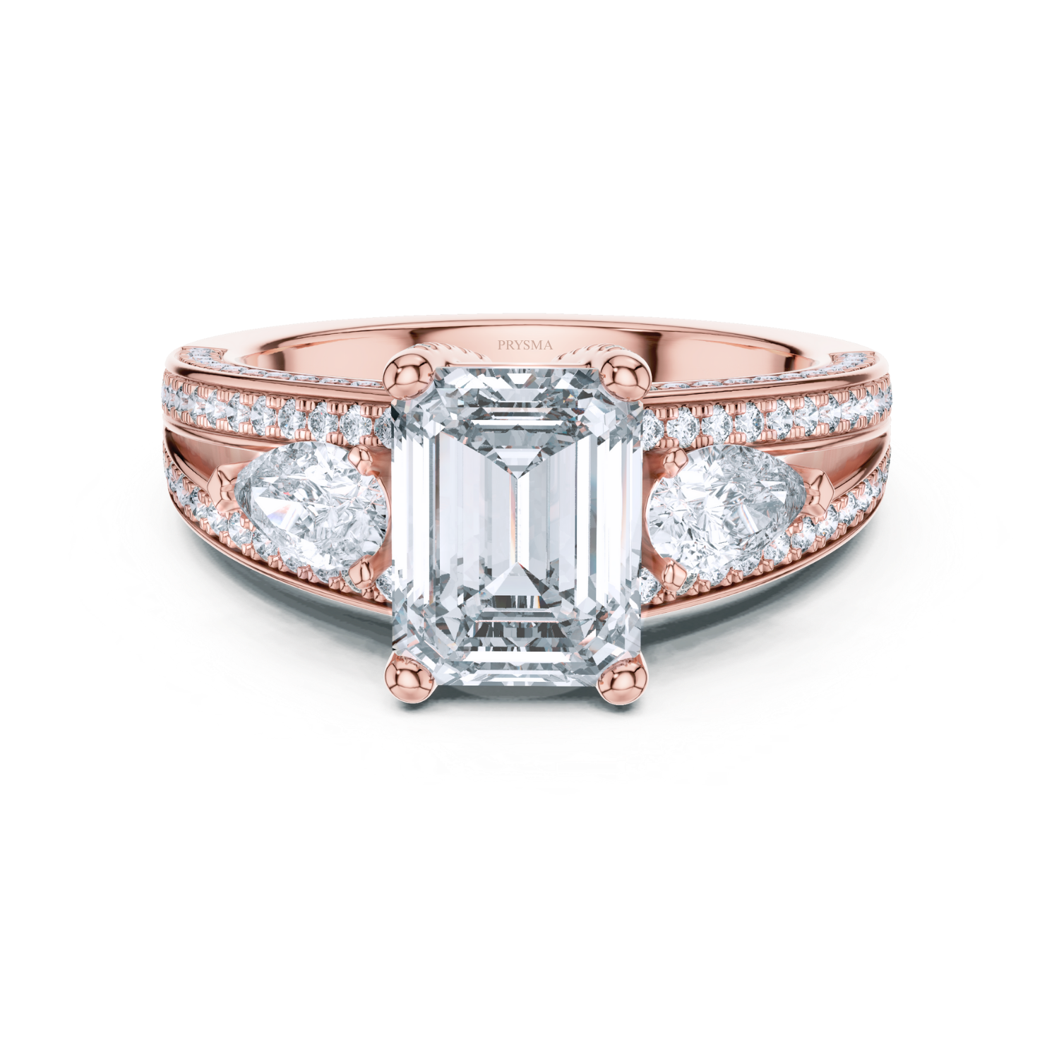 Emerald-Cut Diamond Split-Shank Ring