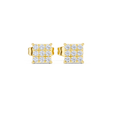 Regal Grid Princess Diamond Stud Earrings