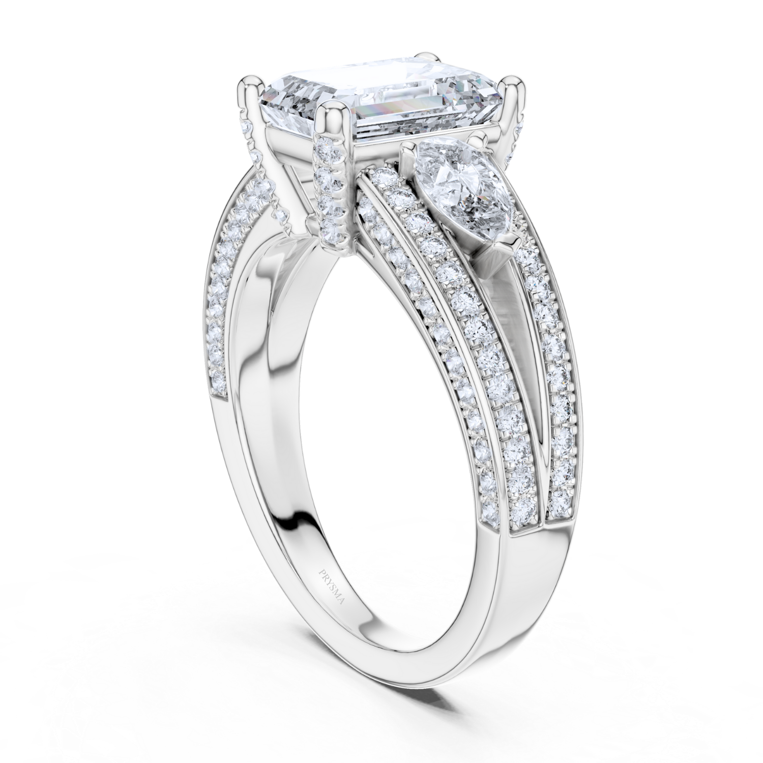 Emerald-Cut Diamond Split-Shank Ring