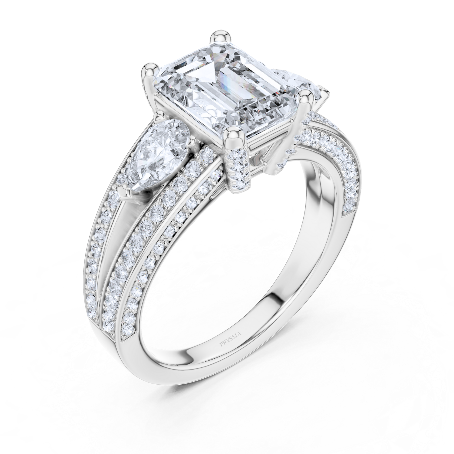 Emerald-Cut Diamond Split-Shank Ring