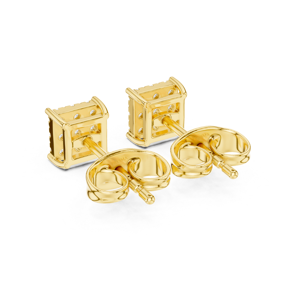 Regal Grid Princess Diamond Stud Earrings