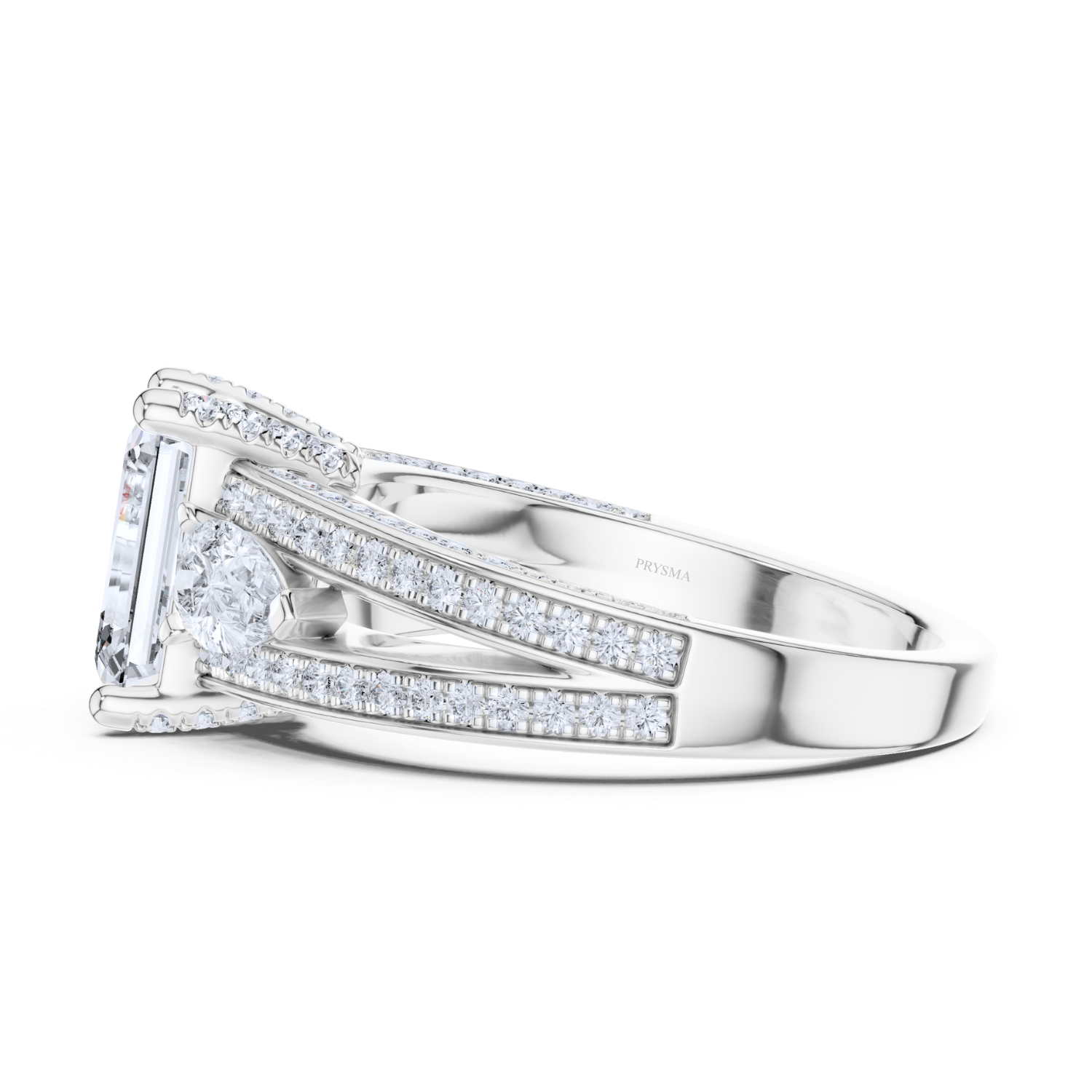Emerald-Cut Diamond Split-Shank Ring