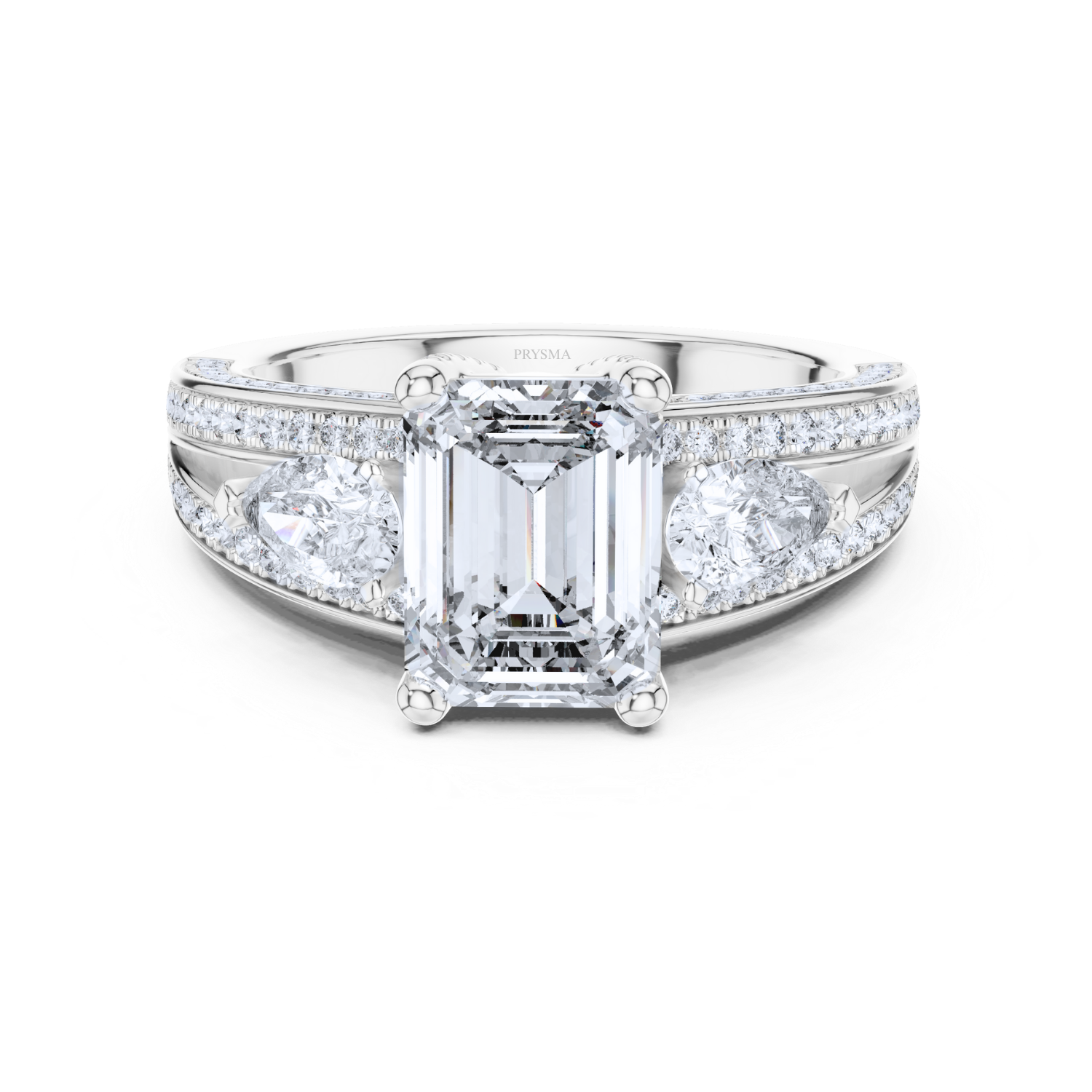 Emerald-Cut Diamond Split-Shank Ring