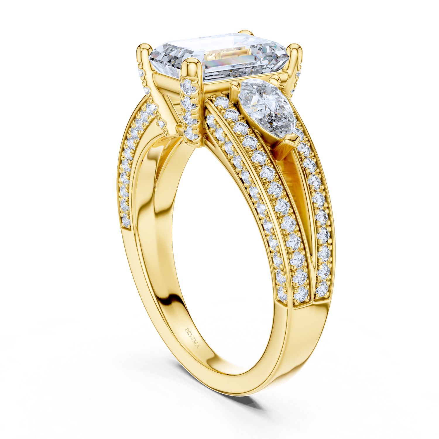 Emerald-Cut Diamond Split-Shank Ring