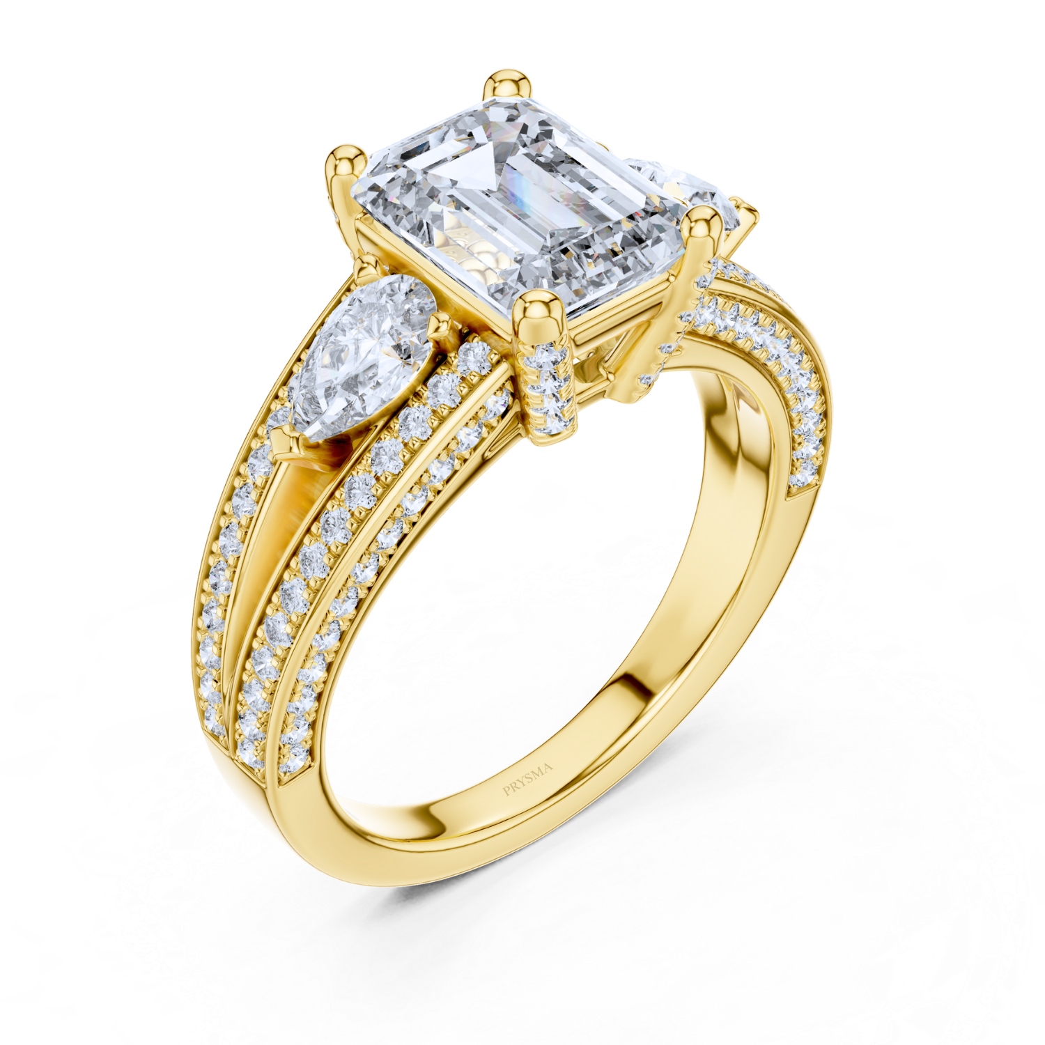 Emerald-Cut Diamond Split-Shank Ring