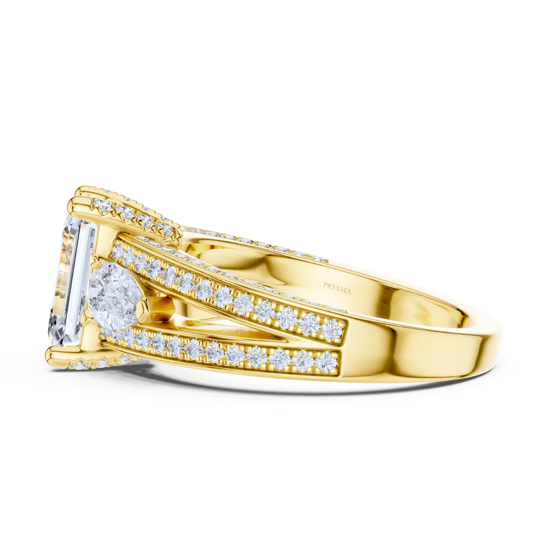 Emerald-Cut Diamond Split-Shank Ring