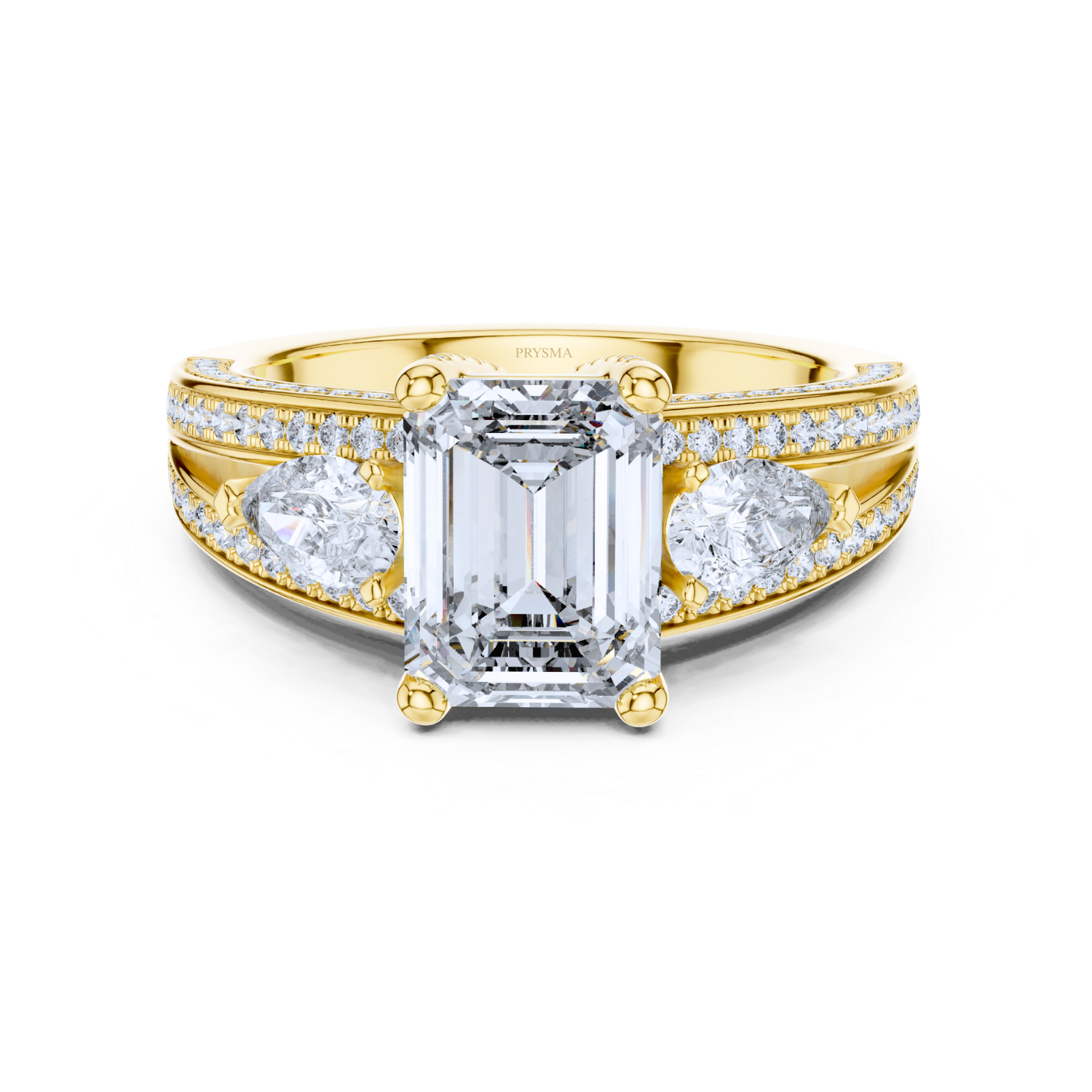 Emerald-Cut Diamond Split-Shank Ring