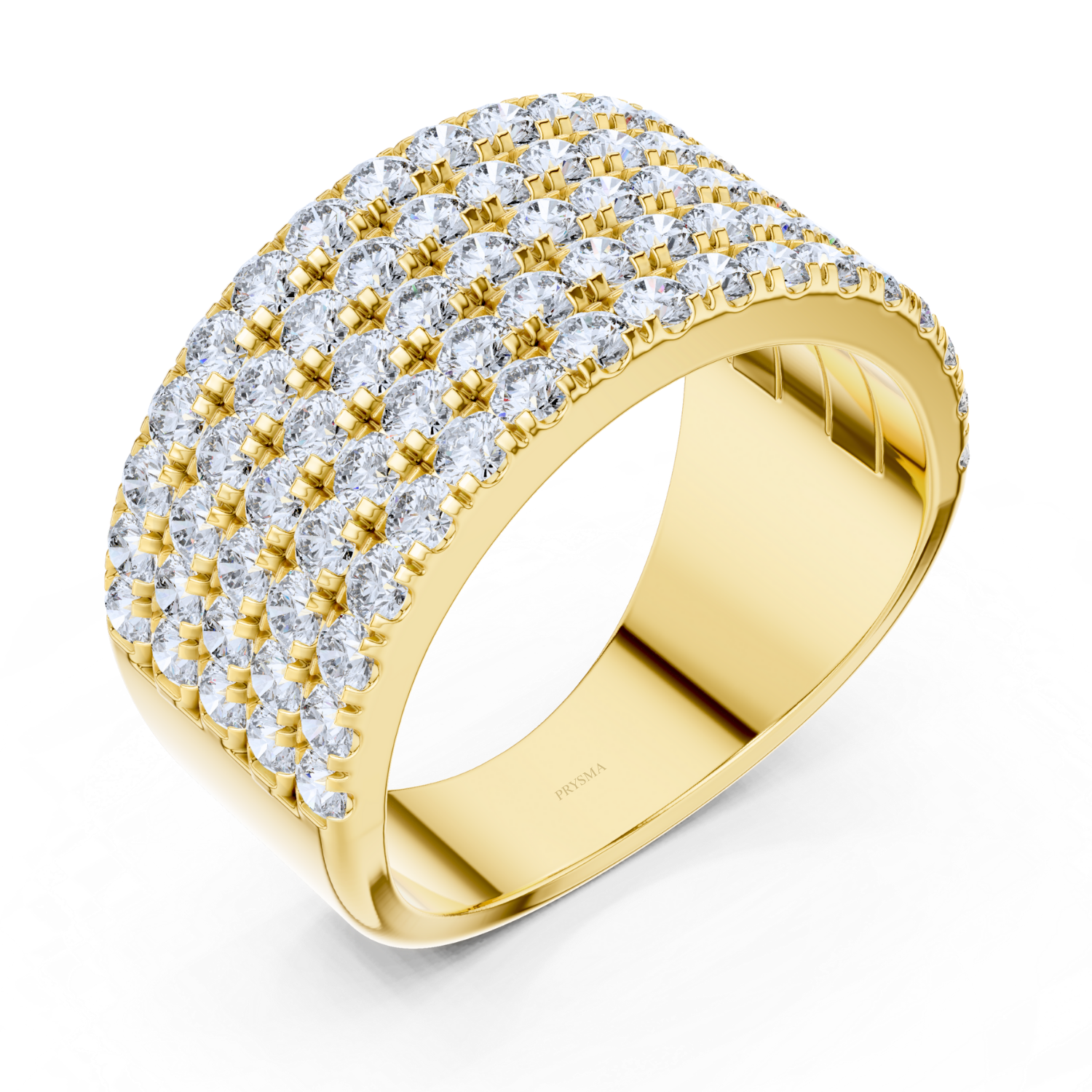 Wide Multi-Row Diamond Band Ring