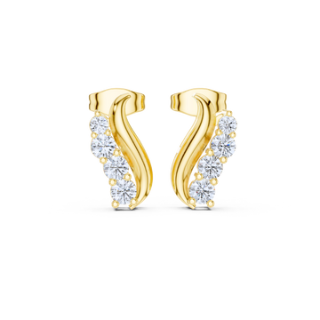 Curved Vine Diamond Stud Earrings
