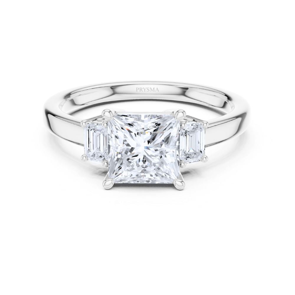 Regal Radiance Princess-Cut Three-Stone Ring