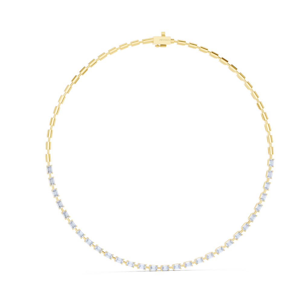 Lucent Emerald-Cut Diamond Tennis Necklace