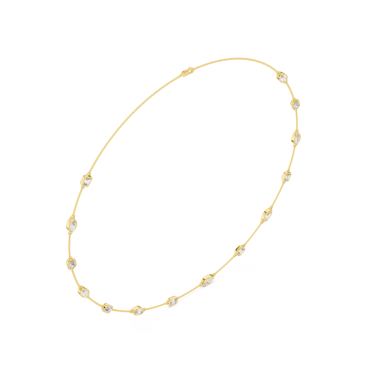 Bezel-Set Diamond Station Necklace