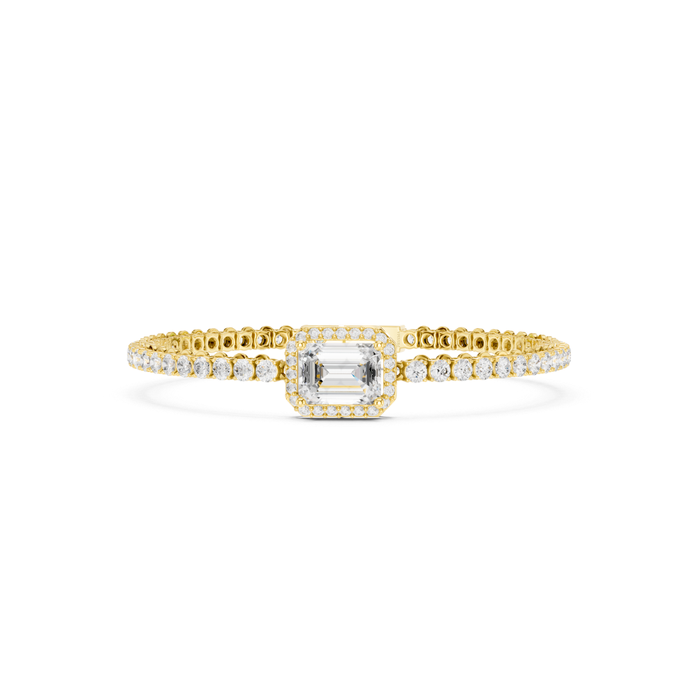 Solara Emerald-Cut Halo Diamond Bracelet