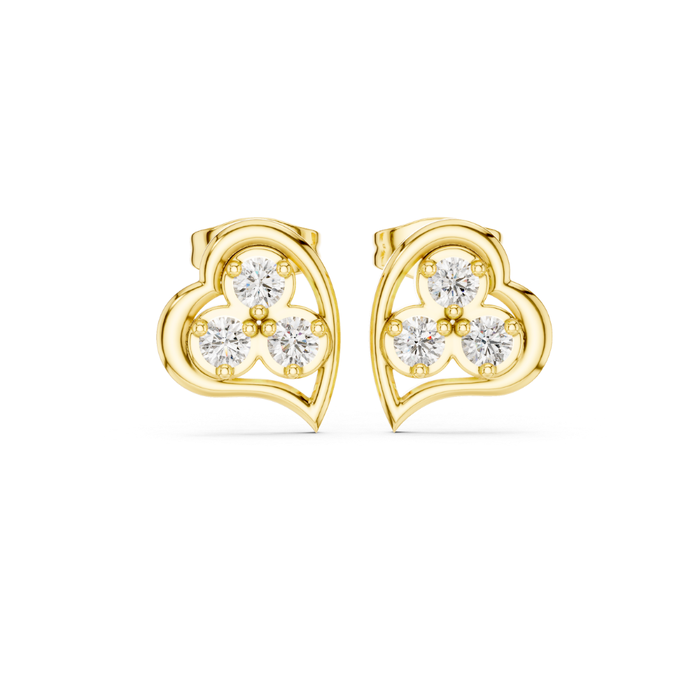 Trinity Heart Diamond Stud Earrings