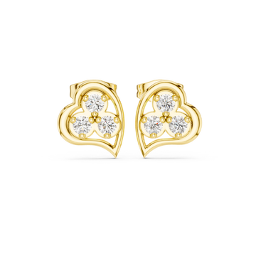 Trinity Heart Diamond Stud Earrings