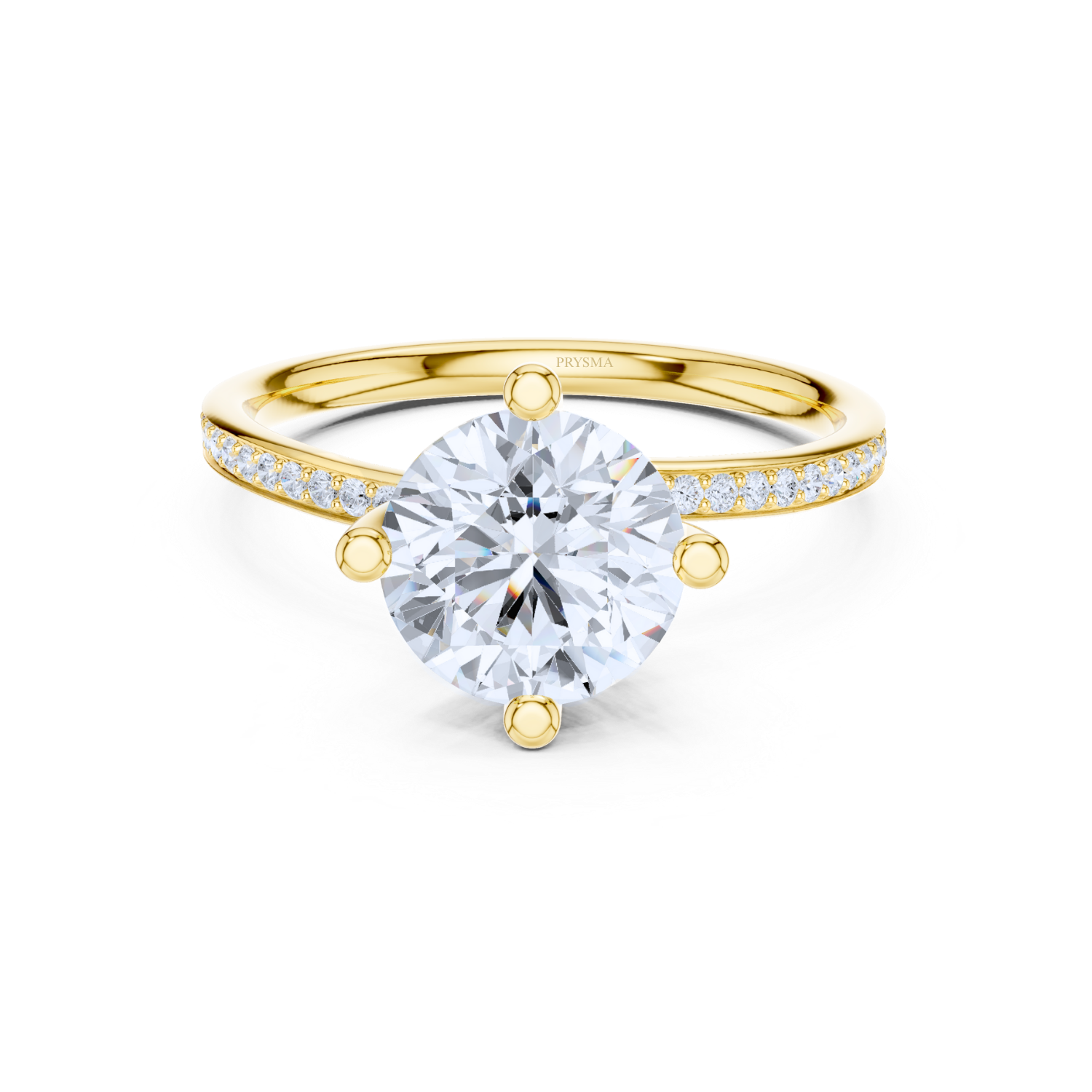 Classic Round Solitaire Pave Ring