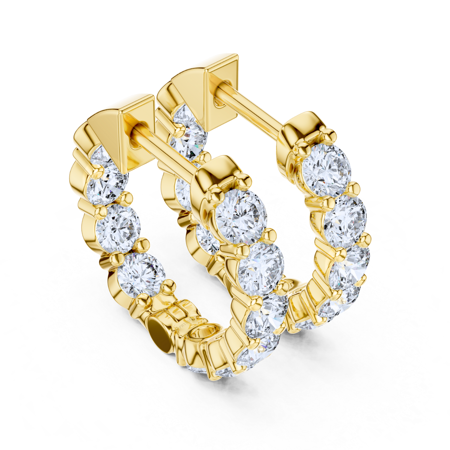 Single Row Vault Lock Diamond Earring Hoops