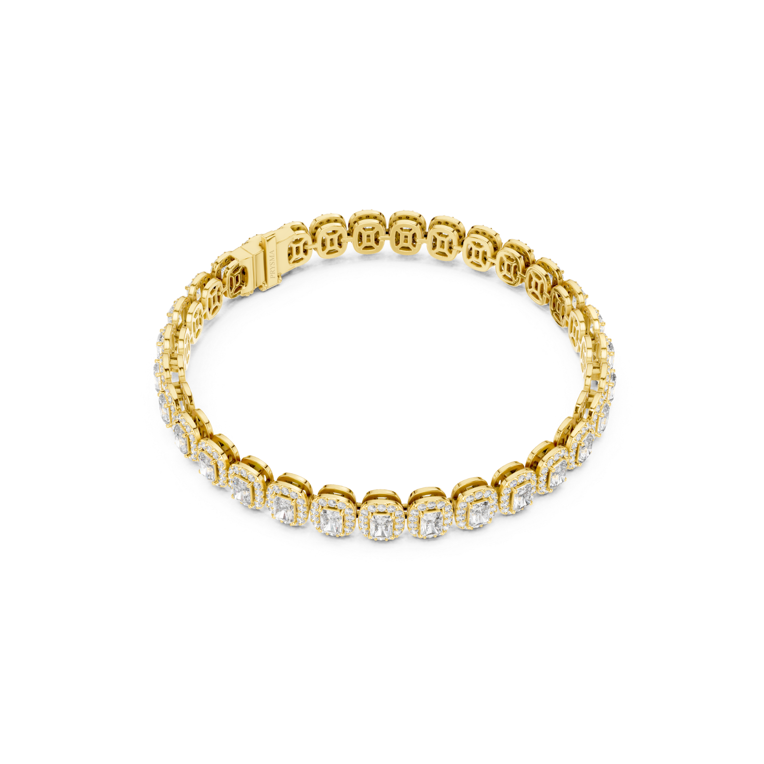 Radiant-Cut Diamond Halo Tennis Bracelet