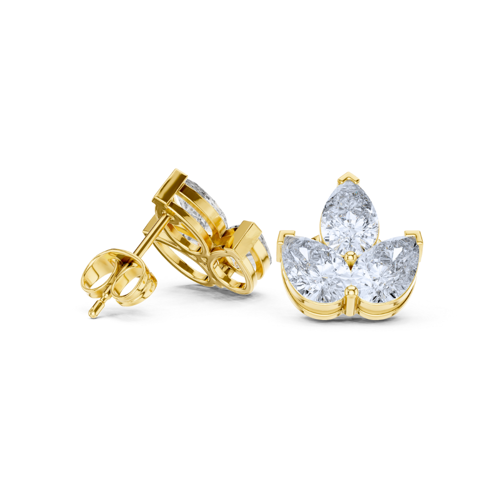 Triple Bloom Pear Diamond Earrings