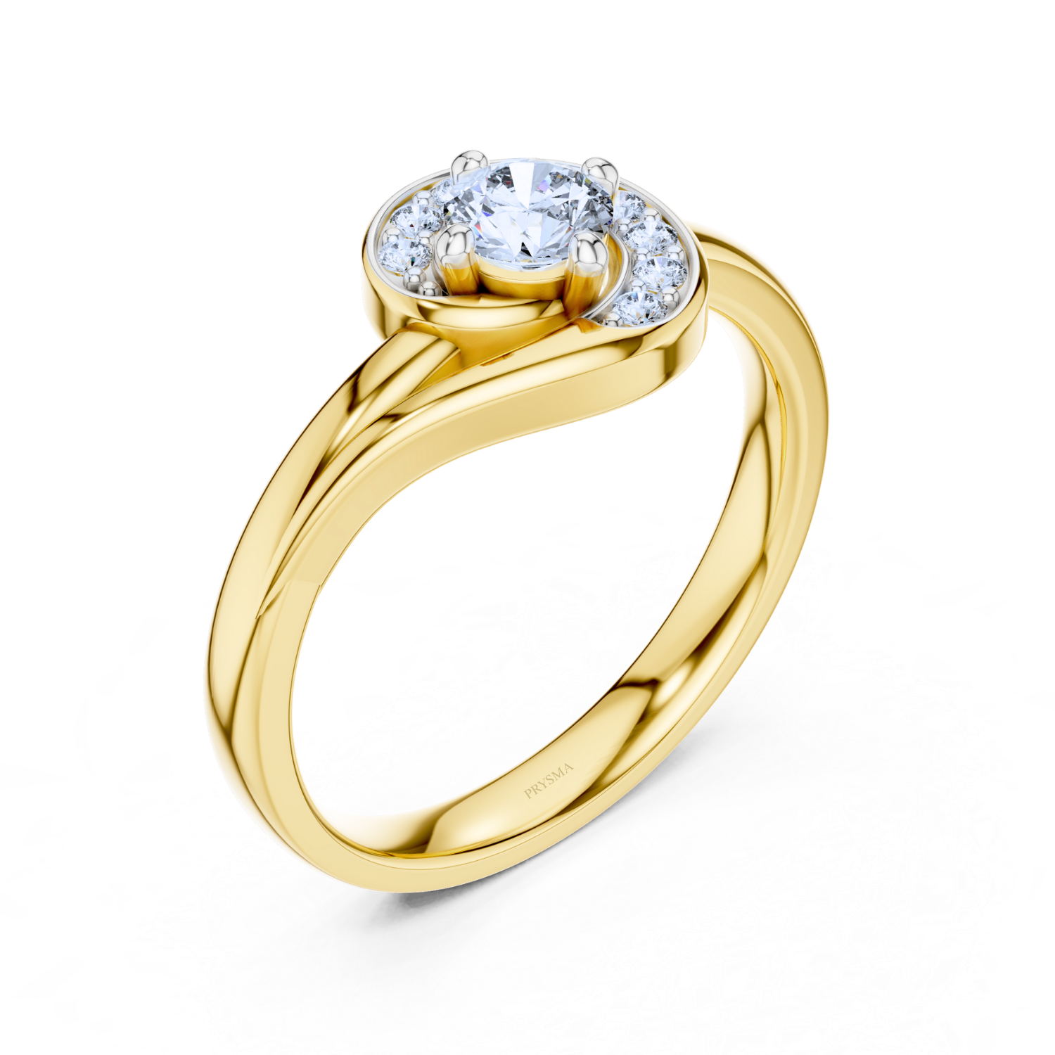 Crescent Halo Diamond Ring
