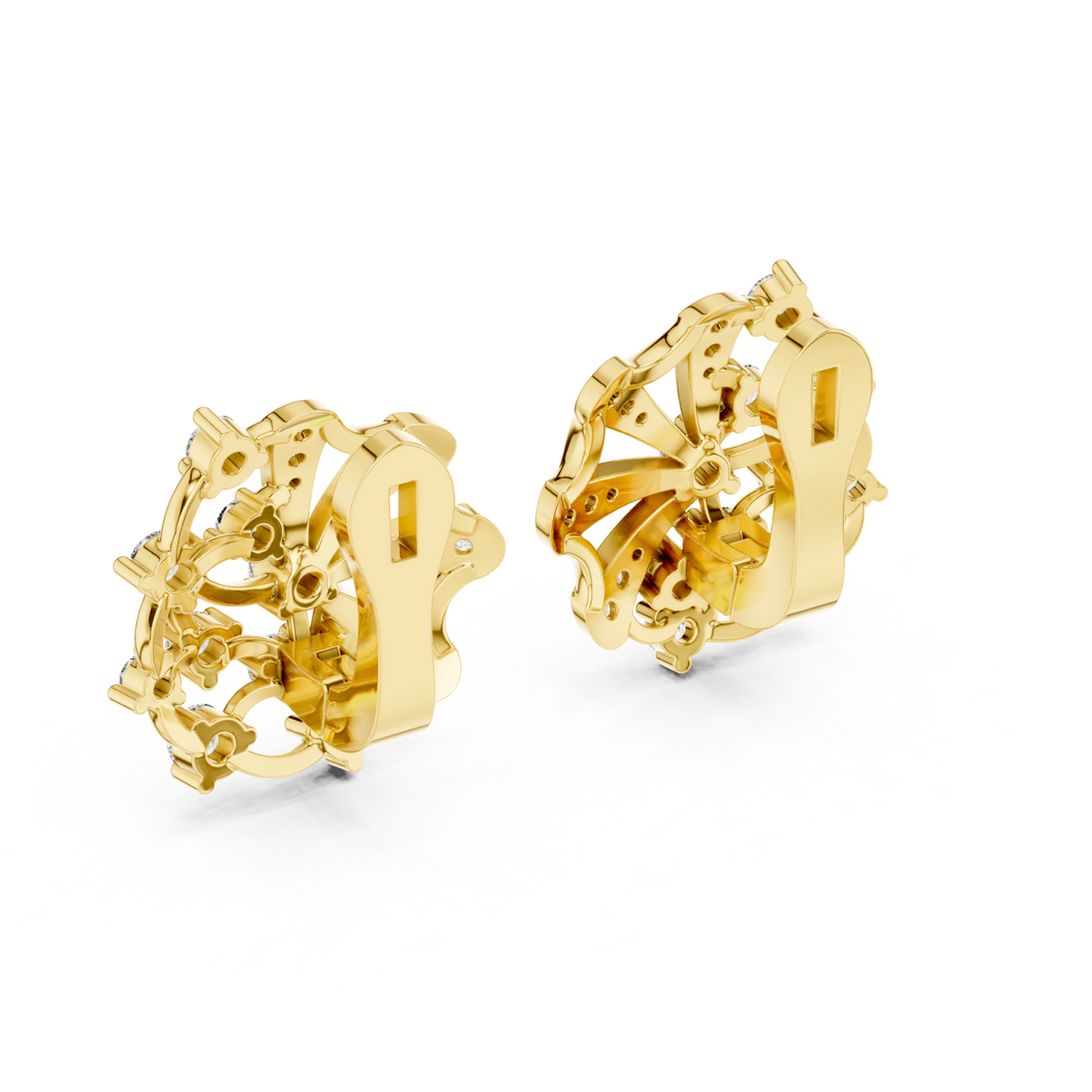Fan-Inspired Diamond Earrings