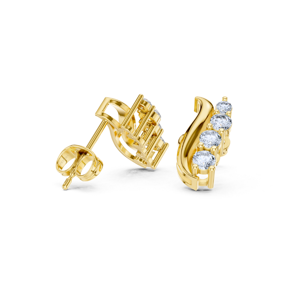 Curved Vine Diamond Stud Earrings