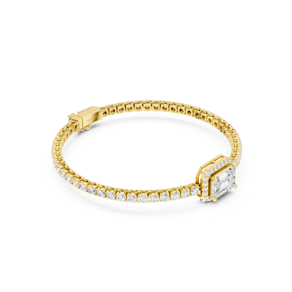 Solara Emerald-Cut Halo Diamond Bracelet