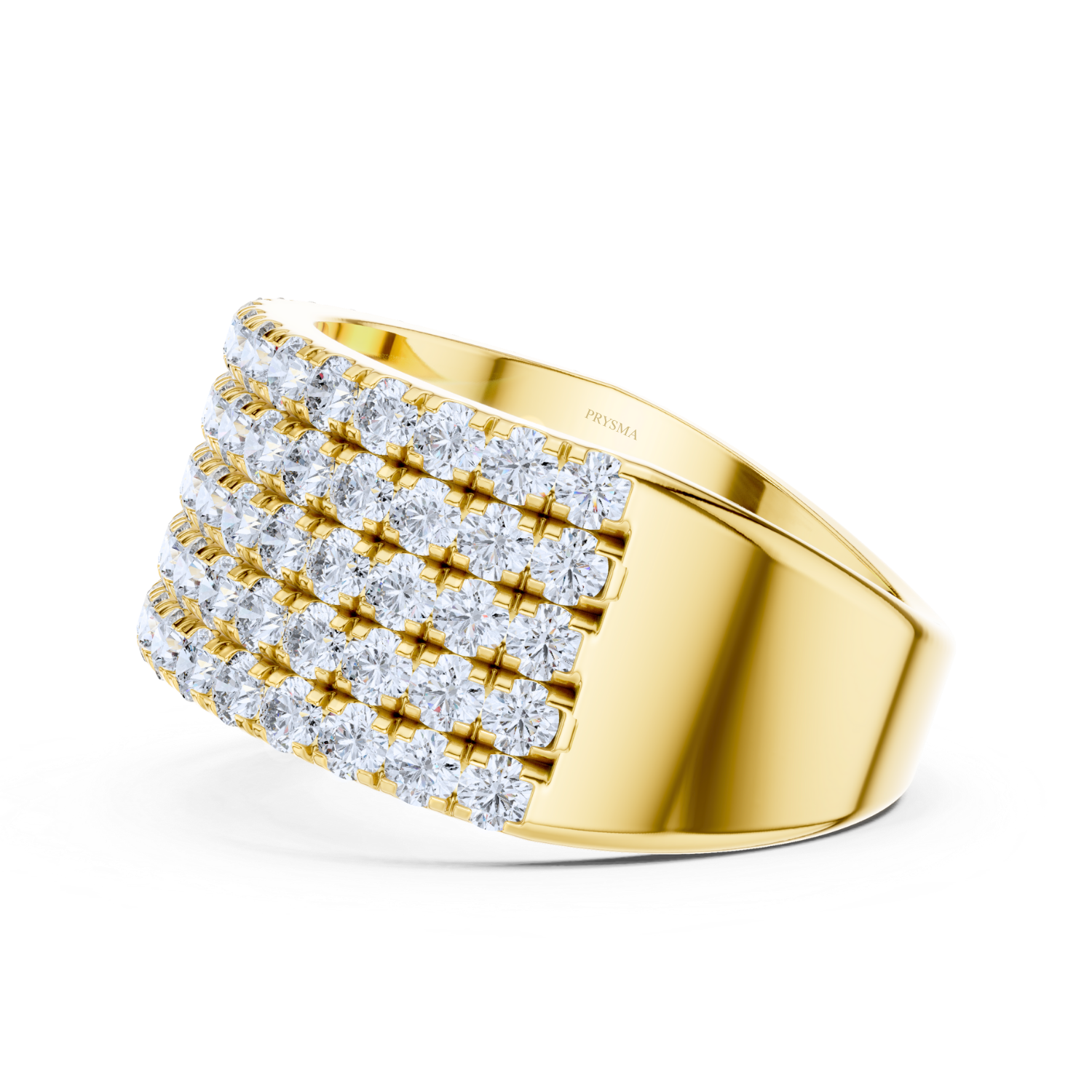 Wide Multi-Row Diamond Band Ring